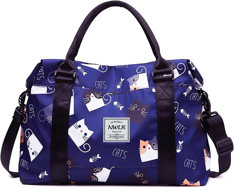 NWLR Travel Duffle Bag Weekender Overnight Bag Gym Tote with Dry and Wet Separated Pocket for Women Girls Shoulder Workout Duffel Bag Water Resistant (lovely cats) - Image 1